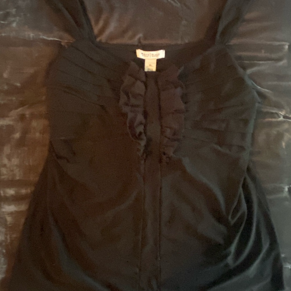 White House Black Market Black Ruffle Tank XL